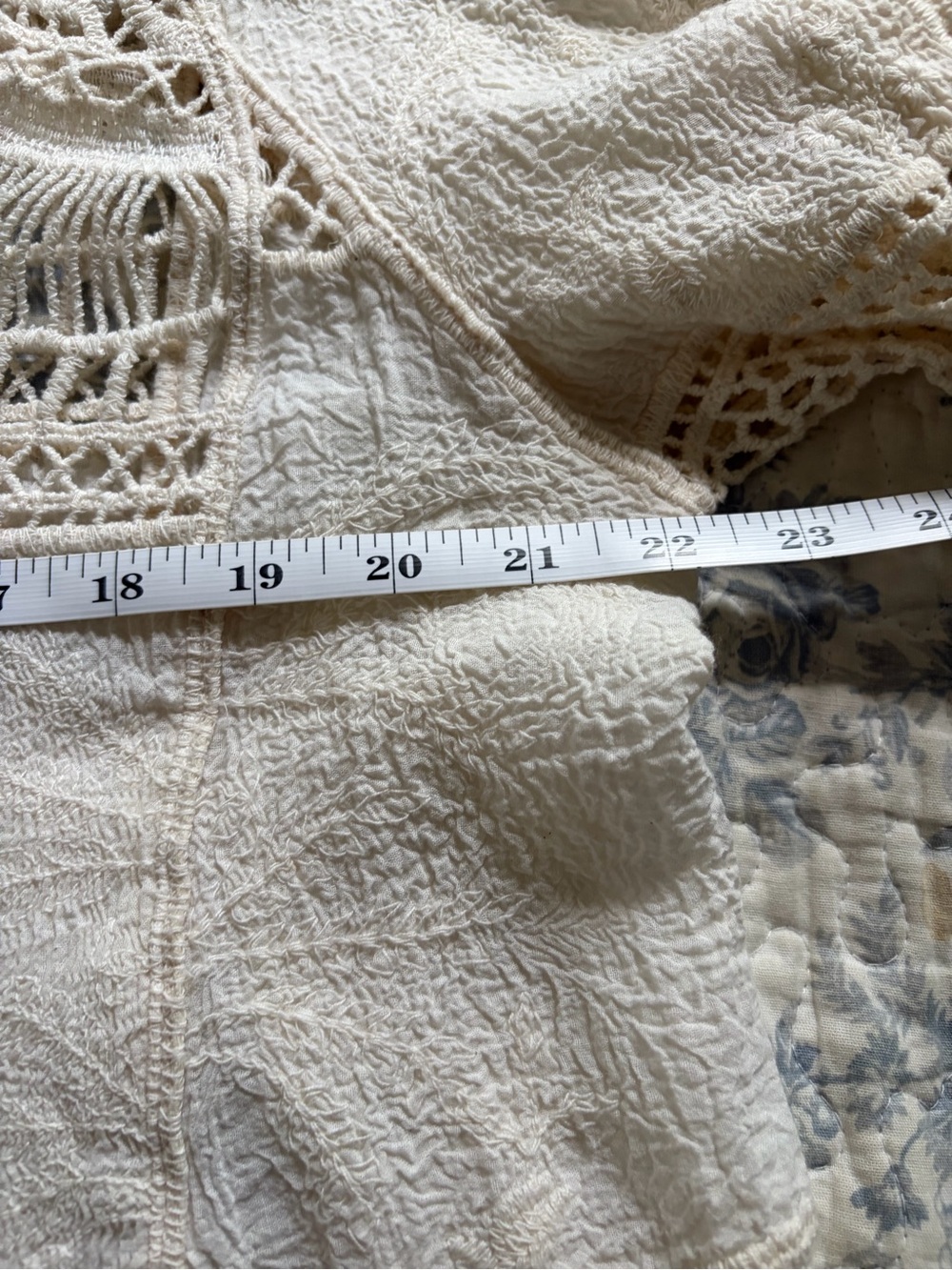 Democracy Cream Crochet Lace Yoke Blouse size large Boho - Picture 5 of 11